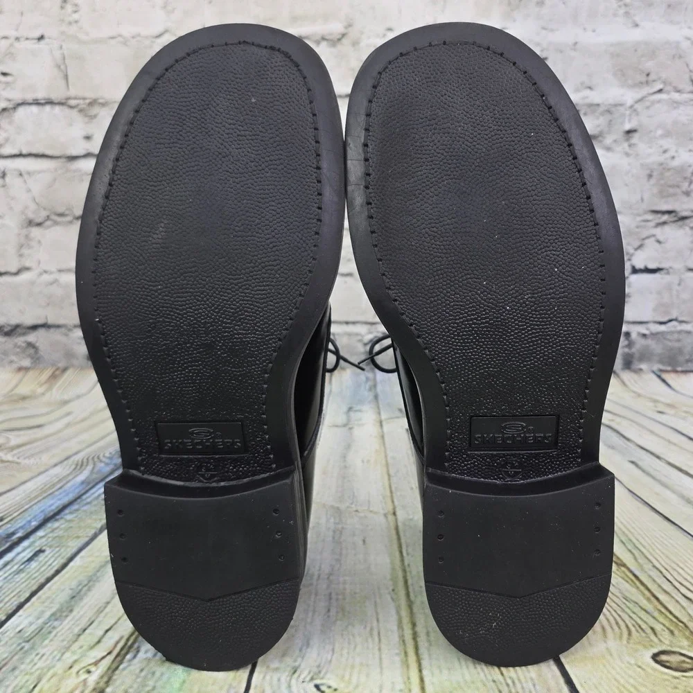 Skechers Collection Oxford Shoes Mens 9.5 Black Leather Square Toe Dress Formal